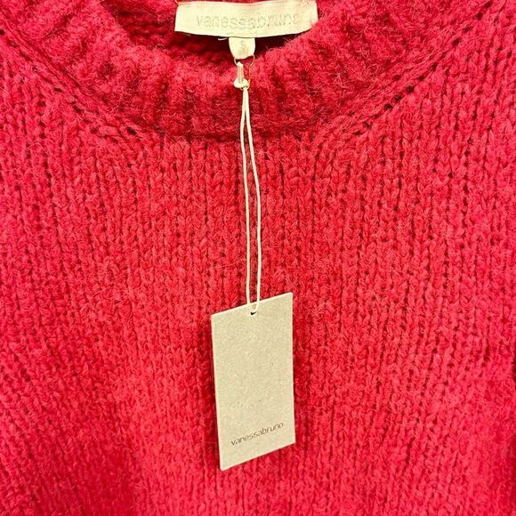 Vanessa Bruno Pink Puff Sleeve Cropped Alpaca Blend Sweater | S - Picture 7 of 7